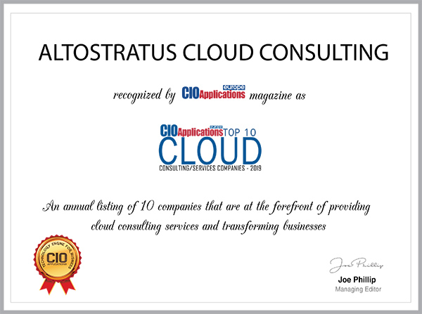 Altostratus elegida «Top 10 cloud consulting companies – 2019»
