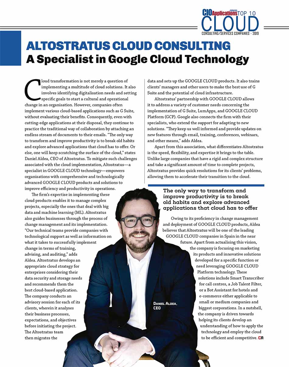 Altostratus elegida «Top 10 cloud consulting companies – 2019»